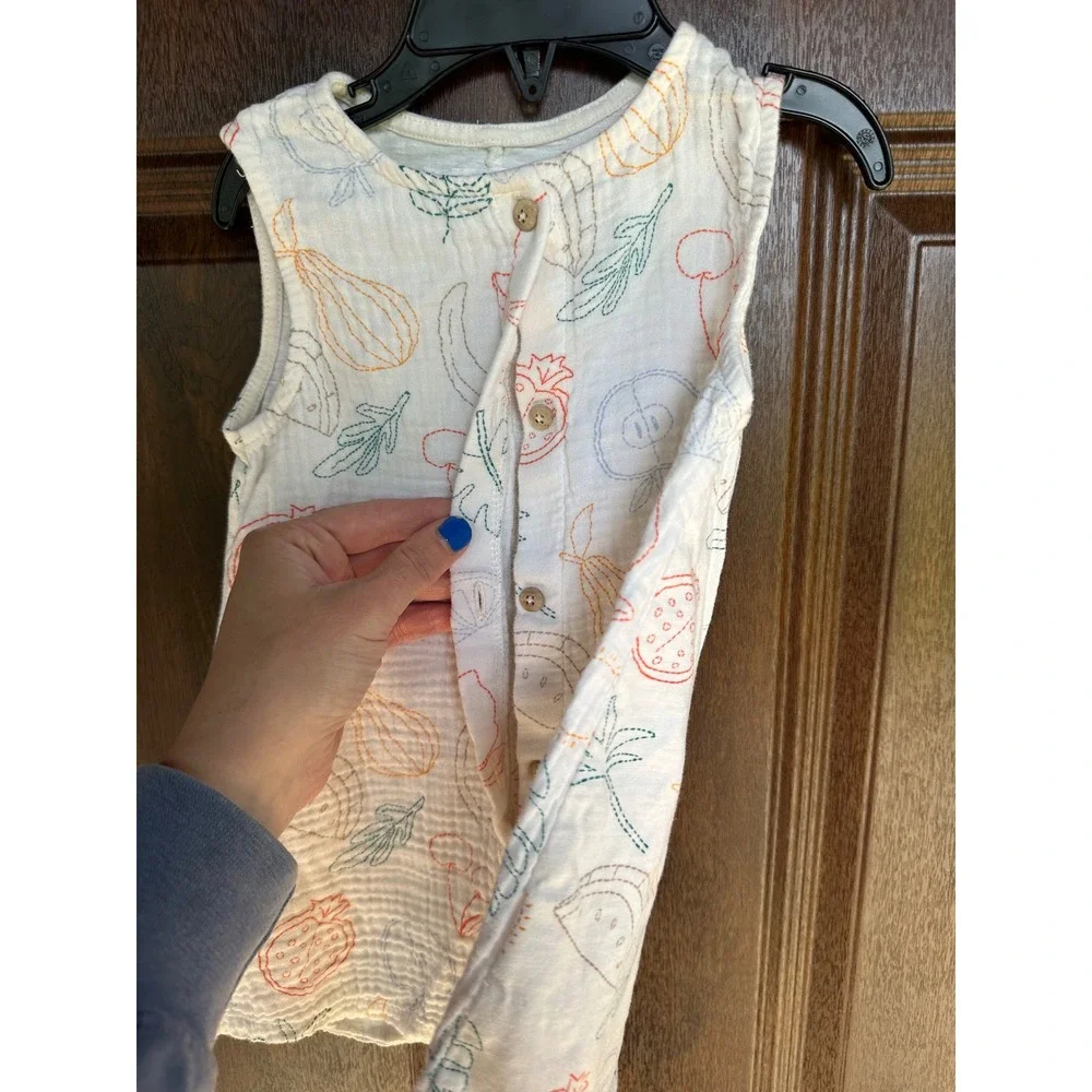 Zara‎ Kids Baby Boys Girls Linen Light Fruit Farmers Market Short Romper 12-18M